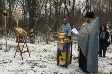 Закладка камня в основание нового храма в д.Лисинцево